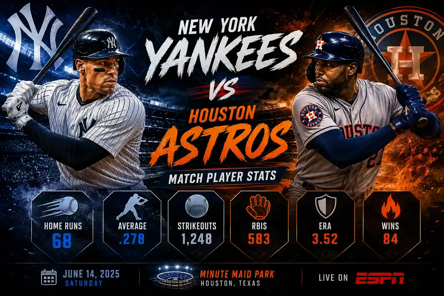 Houston Astros vs New York Yankees Match Player Stats