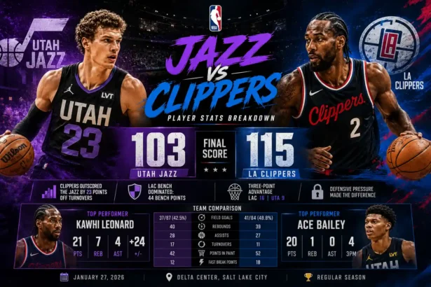 LA Clippers vs Utah Jazz Match Player Stats