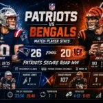 New England Patriots vs Bengals Match Player Stats
